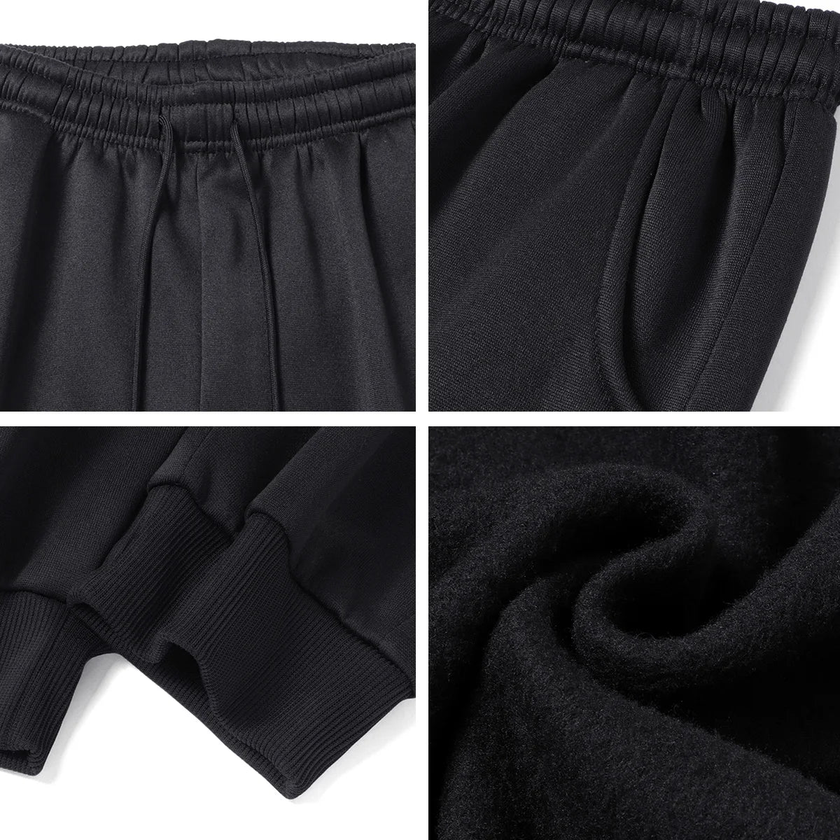 Men's Fleece Lined Jogger Pants, Casual Drawstring Waist Sweatpants with Pockets, Warm Running Trousers for Fall & Winter.