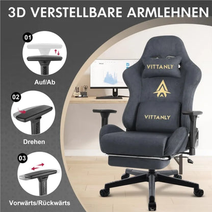 Kitinjoy Gaming-Stuhl aus natürlichem Wildleder, hohe Rückenlehne, ergonomischer Computerstuhl mit Fußstütze, bequemer Bürostuhl für Erwachsene