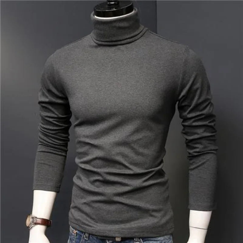 2023 new Sweater Men Solid Color Turtleneck Pullovers Pull Homme Men's cold Blouse Winter Long Sleeve T Shirts.