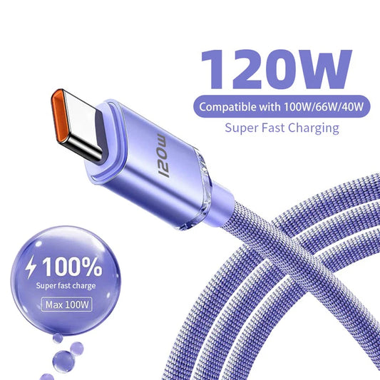 120W USB Type C Cable Type C to Type C Fast Charging Cord USB C Quick Charge Phone Cables For Samsung Xiaomi Huawei Realme.