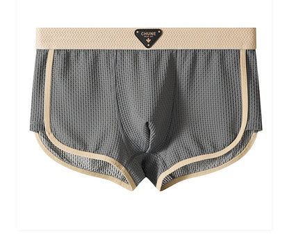 3 Teile/paket Mode Eis Seide Gestrickte Plaid Boxer Atmungsaktive Komfort Mesh Gabelung Unterhose Super Weiche Hohe Elastische männer Höschen