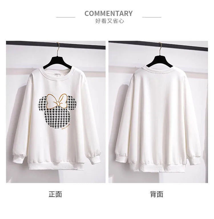 175Kg Plus Größe frauen Fehlschlag 170 Frühling Herbst Neue Lose Rundhals Cartoon Sweatshirt Schwarz Weiß 6XL 7XL 8XL 9XL 10XL 11XL.