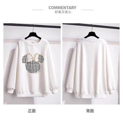 175Kg Plus Größe frauen Fehlschlag 170 Frühling Herbst Neue Lose Rundhals Cartoon Sweatshirt Schwarz Weiß 6XL 7XL 8XL 9XL 10XL 11XL.