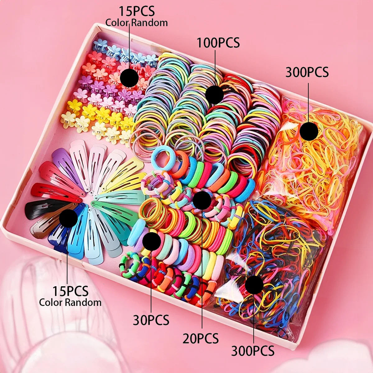 780-1800Pcs Colorful Hair Bands Set Nylon Ealstic Hair Ties Ponytail Hold Scrunchie Rubber Band Kid Baby Girls Hair Accessories.