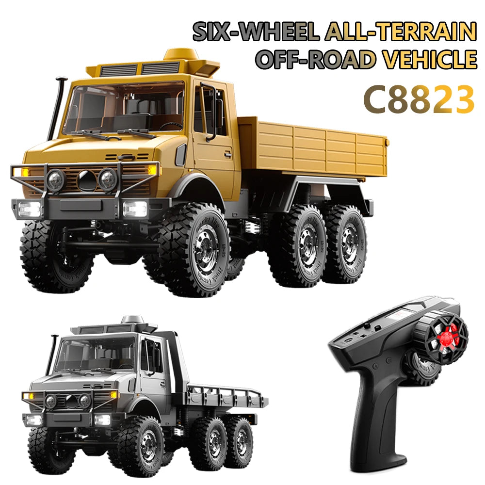 C8823 6WD RC Car 1/18 Off-road Remote Control Vehicle 2.4G High Speed Climbing Transport Rescue Crawler Model Toys for Children.