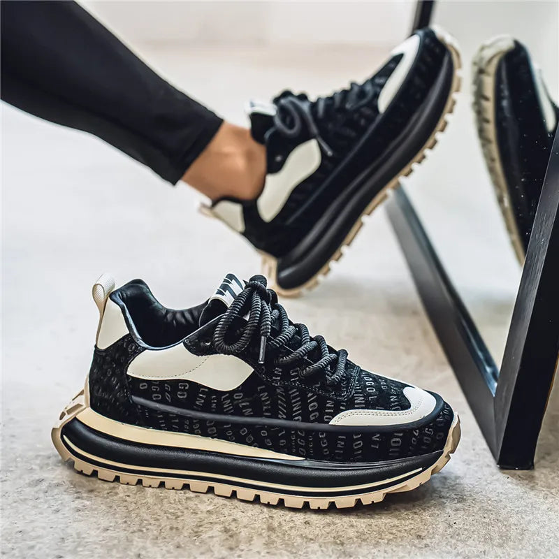 Thick Sole Men Chunky Sneakers Outdoor Wear-resistant Male Trends 2025 New Mens Casual Shoes Fashion Comfort Anti Slip Vulcanize