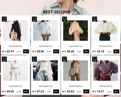 TWOTWINSTYLE Elegant Patchwork Ruffles Chiffon Blouses Women O Neck Lantern Long Sleeve Loose Shirt Female Clothing Fashion.