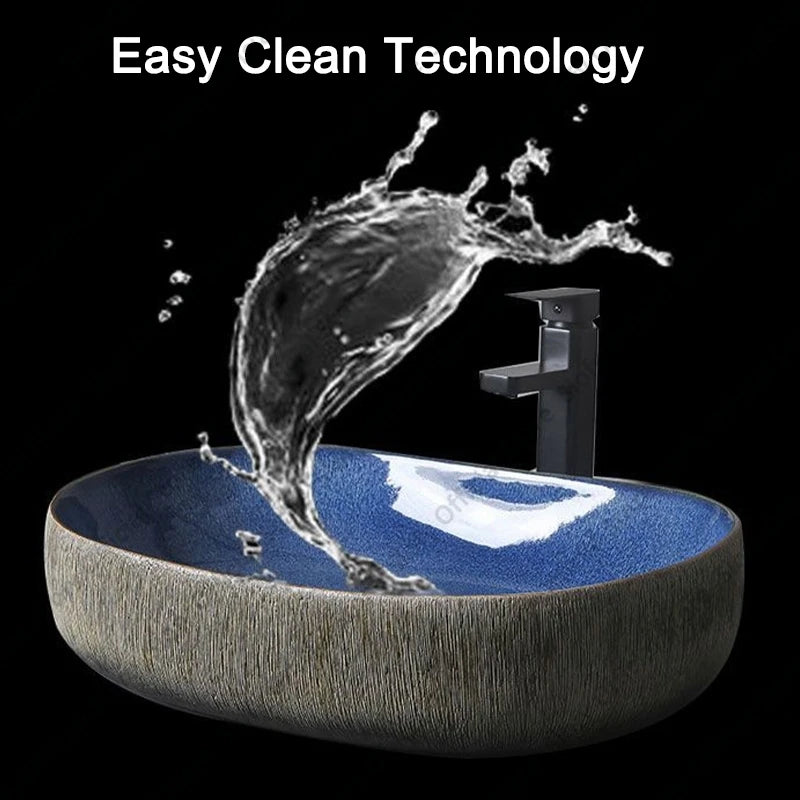 Vintage Elegant Countertop Washbasin Classic Blue Art Hotel Ceramic Basins Sink Multiple Styles Outdoor Balcony Bathroom Sinks