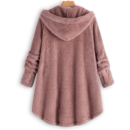 Herbst Wintermantel Frauen warme Teddybär Mantel Woll jacke weibliche Plüsch mantel Kapuzen jacke neue Damen mäntel einfarbige Jacke.