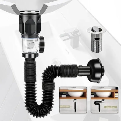 Kitchen Sink Drain Pipe Flexible Stretchable Deodorant Strainer Pipeline Washbasin Anti Blockage Sink Strainer Drain Pipe