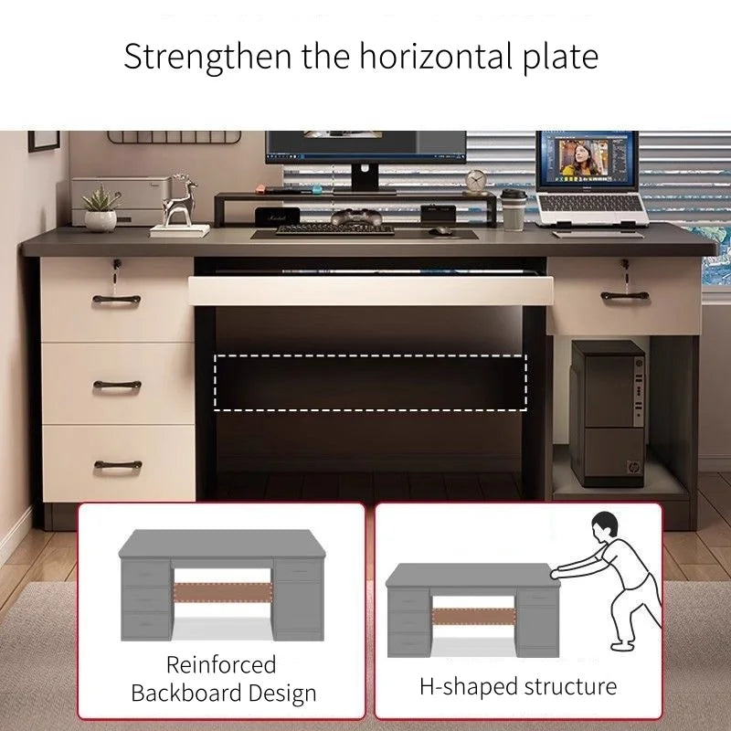 Desktop-Computertisch mit Schubladen für Heimlernen, Schreiben und Büromöbel. Großer Schreibtisch für den Schreibtisch