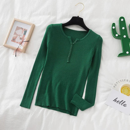 2026 weibliche Casual Tops Pullover Frauen Herbst Winter Gestrickte Dünne Pullover Feste Taste Volle Hülse V-ausschnitt Pullover