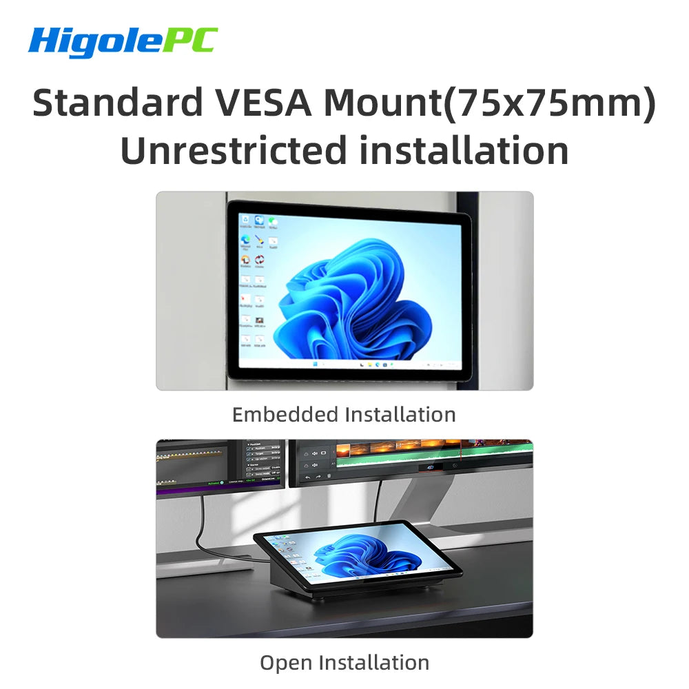 Higole F10 10.1'' Fanless Mini PC Intel N5095 Windows 11 WiFi5 8GB 128GB 5000mAh 4K RS-232 RJ45 Laptop Desktop PC Mini Computer.