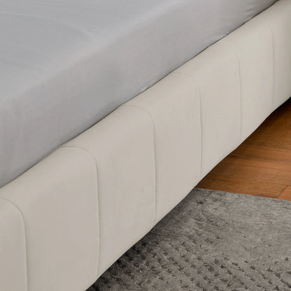 Modernes Einzelbett 90*200 cm, hautfreundliches Samtdesign, Babybett mit hoher Rückenlehne, Beige und Dunkelgrau (ohne Matratze)