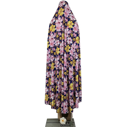 New Dubai Islamic Robe Ramadan Womens Hooded Abaya African Sleeveless Loose Soft Prayer Garment Muslim Floral Dress With Hijab.