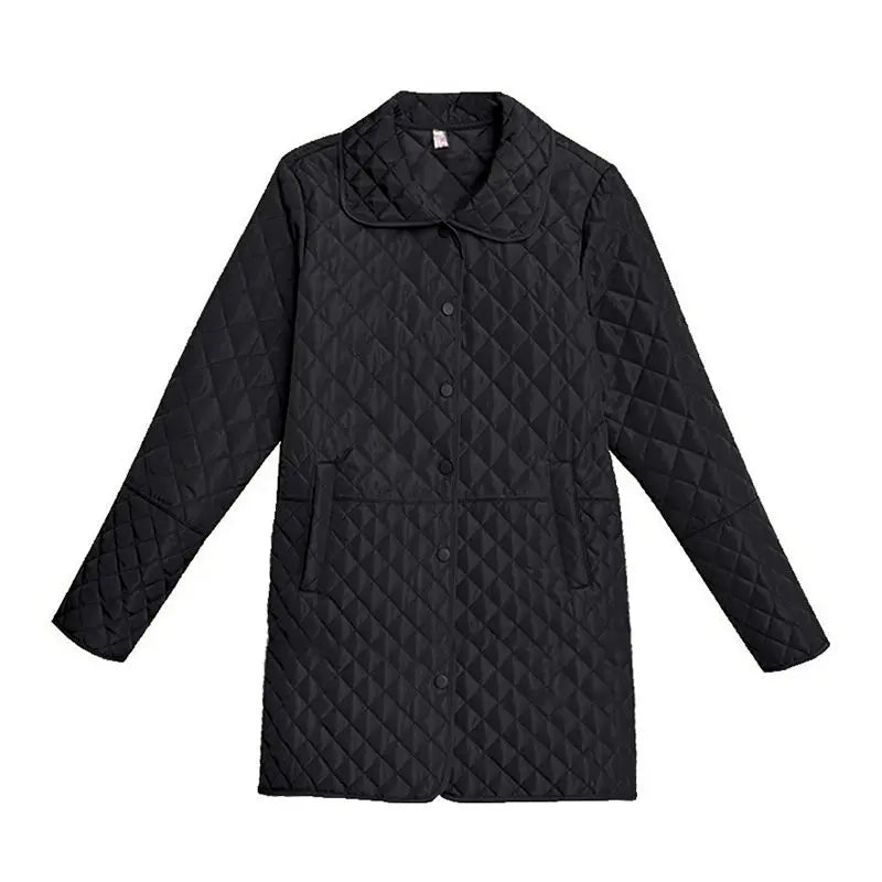 Herbst Winter Frauen Midi Plaid Stepp Mäntel Mode Weibliche Koreanische Kleidung Neue Feste Beiläufige Verdicken Warme Langarm Jacken