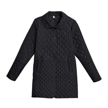 Herbst Winter Frauen Midi Plaid Stepp Mäntel Mode Weibliche Koreanische Kleidung Neue Feste Beiläufige Verdicken Warme Langarm Jacken