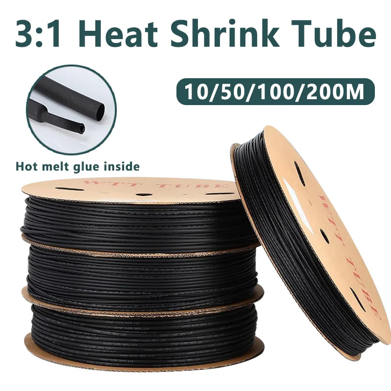 10/50/100 Meter Heat Shrink Tube Black Dia 2.4-25.4mm 3:1 Polyolefin Thermal Cable Sleeve Insulated Red.