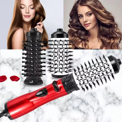 Hot Air Brush Design 3-In-1 Rotating Electric Hair Straightener Curling Comb Roller One-Step Electric Ion Hair Brush.