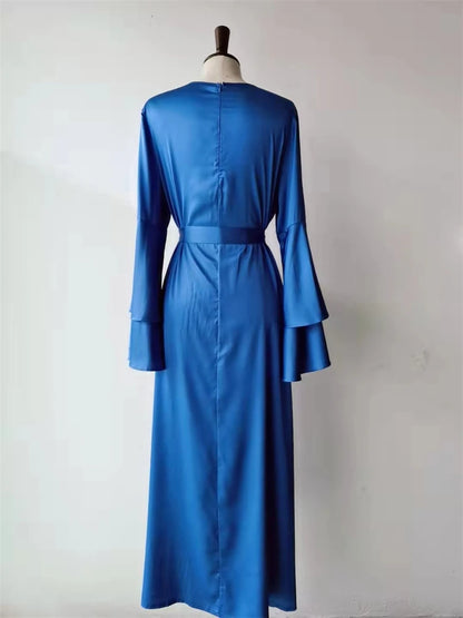 Eid Kebaya African Dresses For Women Muslim Kaftan Satin Shiny Batwing Abaya Dubai Luxury Caftan Marocain Robe Femme Musulmane.