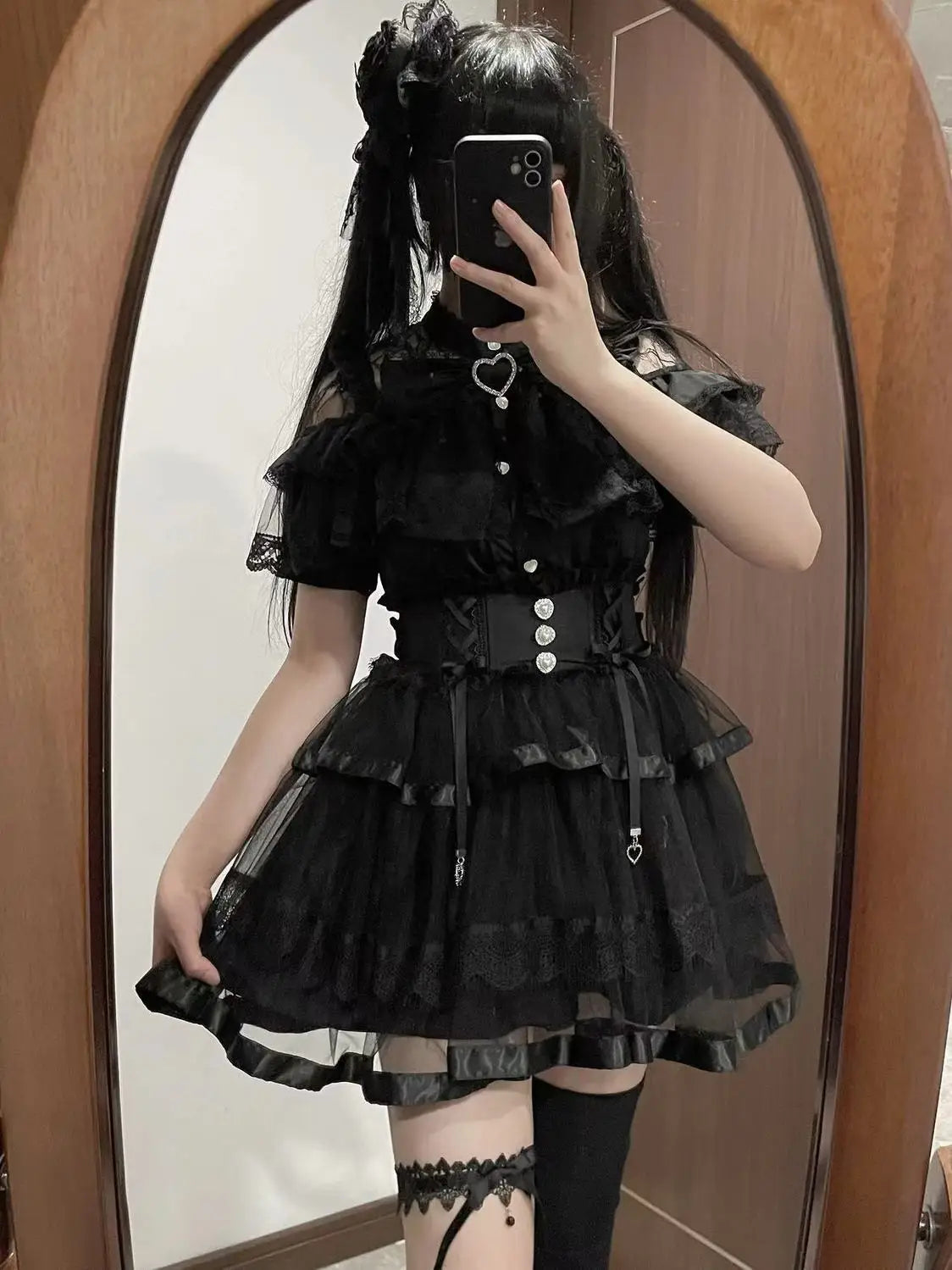 Japanese Mine Lolita Bow Shirt Subcultural Shirts Female Cute Black and White Lace Long-sleeved Short-sleeved Blouse Women.