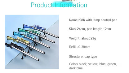Kreative Simulation 98K Scharfschützengewehr Neutralstift mit Licht 0,38 mm schwarze Geltinte Student Schule Schreibwaren PUBG Lichter Stifte Geschenk.