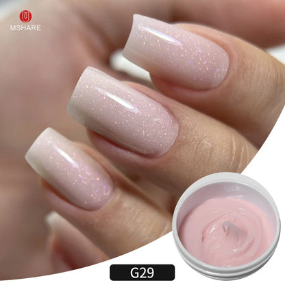 MSHARE 50g/250g Shimmer Pink White Acrylic Gel TPO Free Glitter Shiny Extension Acryl Hard Gel Nails Sculpting Construction