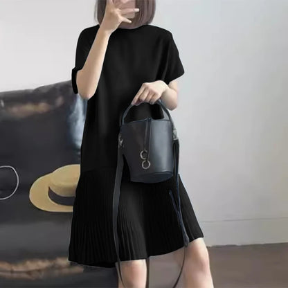 Zanzea lässig solide plissierte Kleid Frauen Sommer Kurzarm knielange Robe 2024 koreanische lose einfache Patchwork Vestido Overs ize.