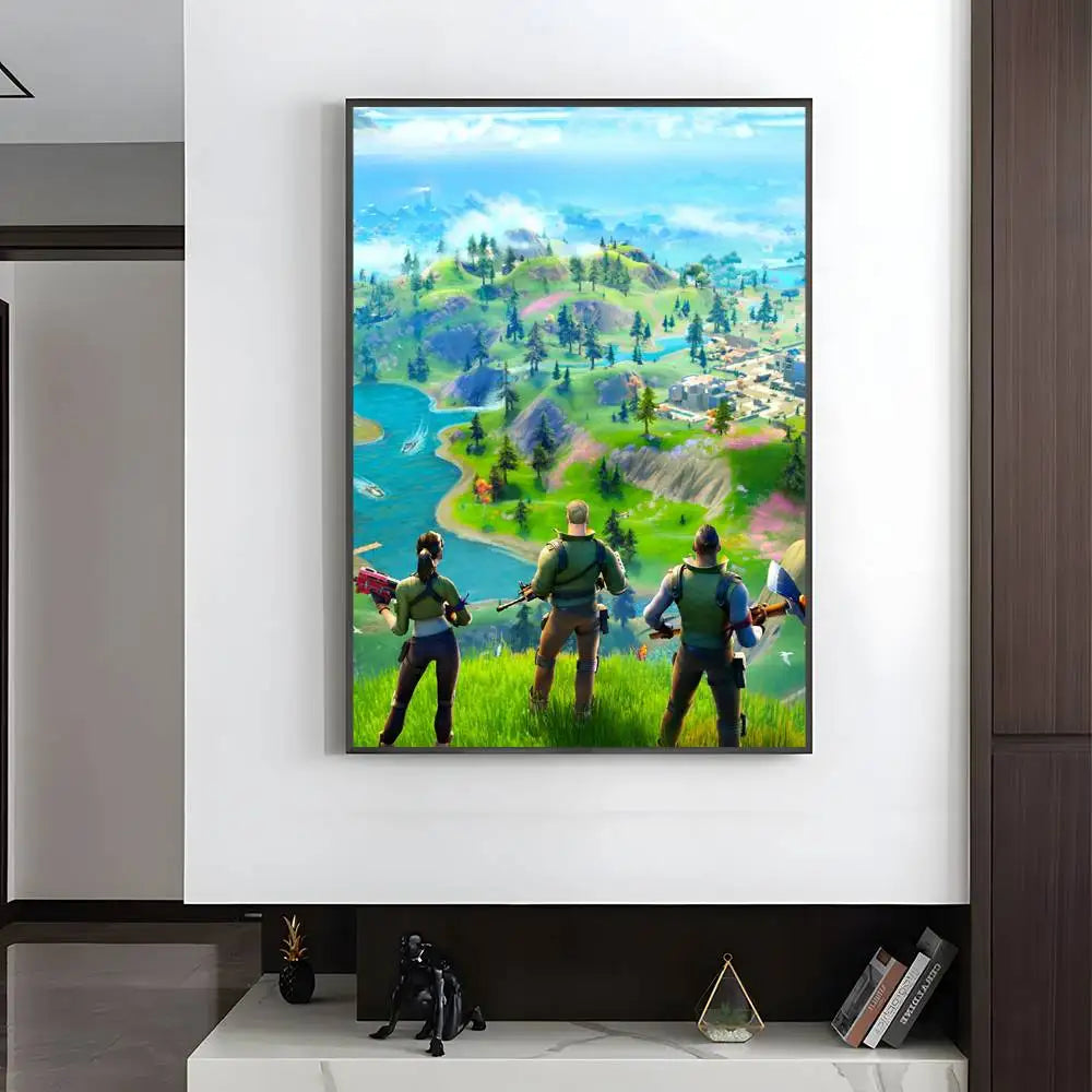 1pc F-Fortnites Poster HD art sticky wall waterproof home living room bedroom bar aesthetic decoration