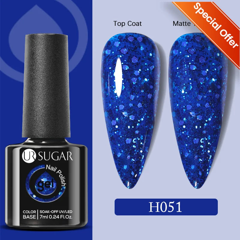 UR SUGAR 7/7.5ml Summer Blue Silver Gel Nail Polish Semi Permanent High Quality Soak Off UV LED Varnishes Nails Art Manicure