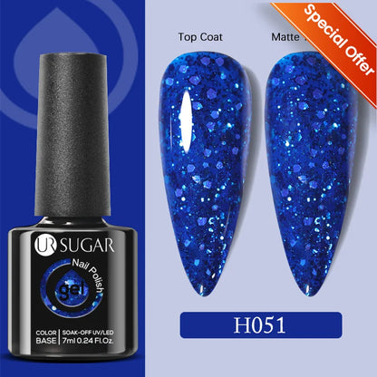 UR SUGAR 7/7.5ml Summer Blue Silver Gel Nail Polish Semi Permanent High Quality Soak Off UV LED Varnishes Nails Art Manicure