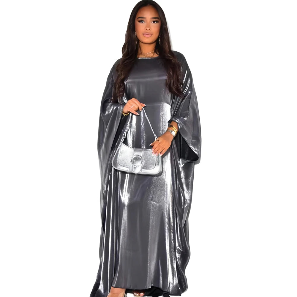 ramadan Eid Abayas For Women Modest Fashion Shimmer Batwing Satin Abaya Dubai Luxury 2024 Muslim Kaftan Dress Kebaya Vestidos.