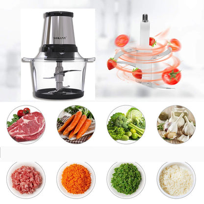 800W 3L Electric Meat Grinder Multifunction Food Processor Stainless Steel Kitchen Grinder Vegetable Chopper Slicer Machine Home.