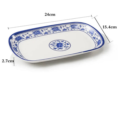 1pc Food Grade Plastic Dinner Plates Chinese Melamine Plastic Is Not Easy To Break Rectangular Plate Restaurant Kitchen Supplies.