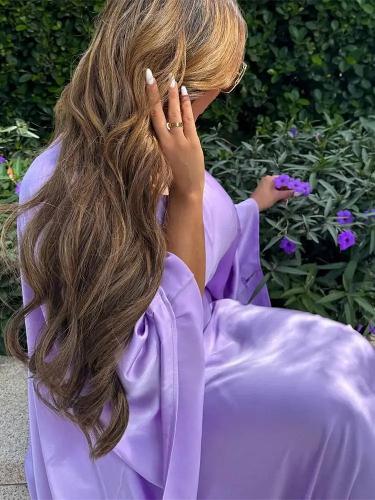 Eid glänzende Fledermaus Satin Abaya Dubai Luxus muslimische Abayas für Frauen Maxi Kaftan Kleid islamische Kleidung Kaftan Marocain Femme.