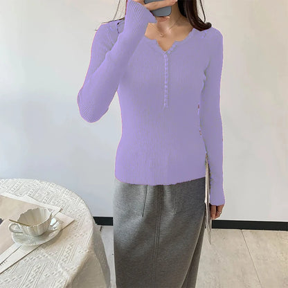 2026 frühling Herbst Grundlegende Pullover Gestrickte Frauen Pullover Taste Oansatz Pullover Weibliche Pullover Schlank Solide Bold Streifen Tops