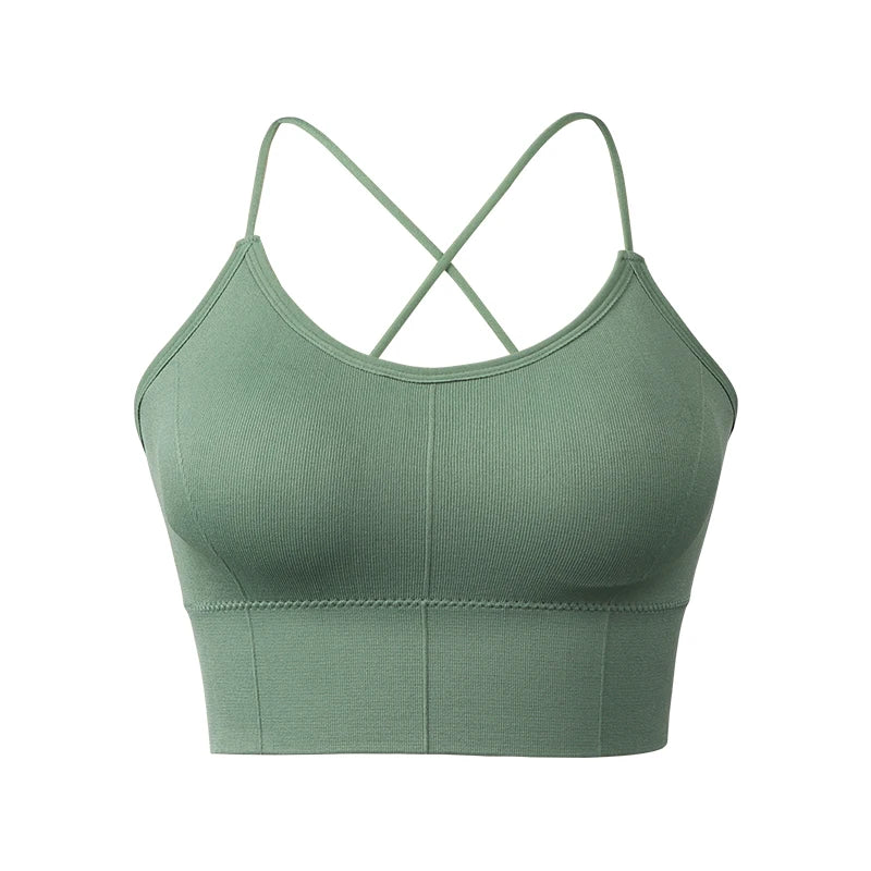 VEQKING Women Cross Strap Sports Bra Top Women Push Up Sport Bra Yoga Gym Crop Top Brassiere Fitness Top Sport Breathable Bras.