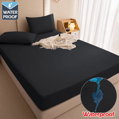 Safe Waterproof Mattress Cover Soft Comfortable Breathable Bed Cover With Elastic Band Fit Machine Washable Single Double Size
