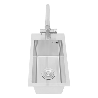 Edelstahlspüle, Küchenspüle, kleine Küchenspüle, Mini-Spüle mit Wasserhahn und Abfluss, 50 x 28 cm