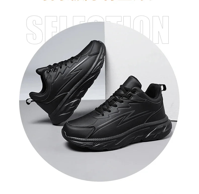 Black Leather Shoes for Men Height Increasing Winter Fashion Sneakers Plus Fur Warm Outdoor Cotton Casual Shoes Men Shoe Size 48.