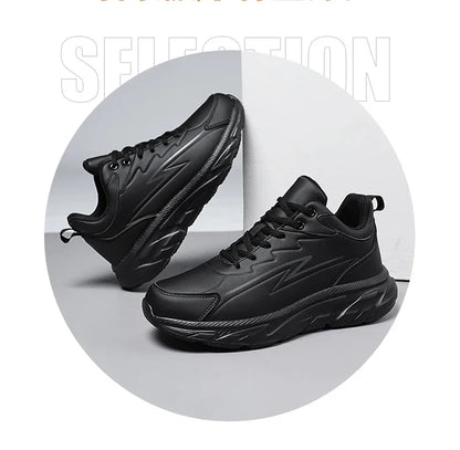 Black Leather Shoes for Men Height Increasing Winter Fashion Sneakers Plus Fur Warm Outdoor Cotton Casual Shoes Men Shoe Size 48.