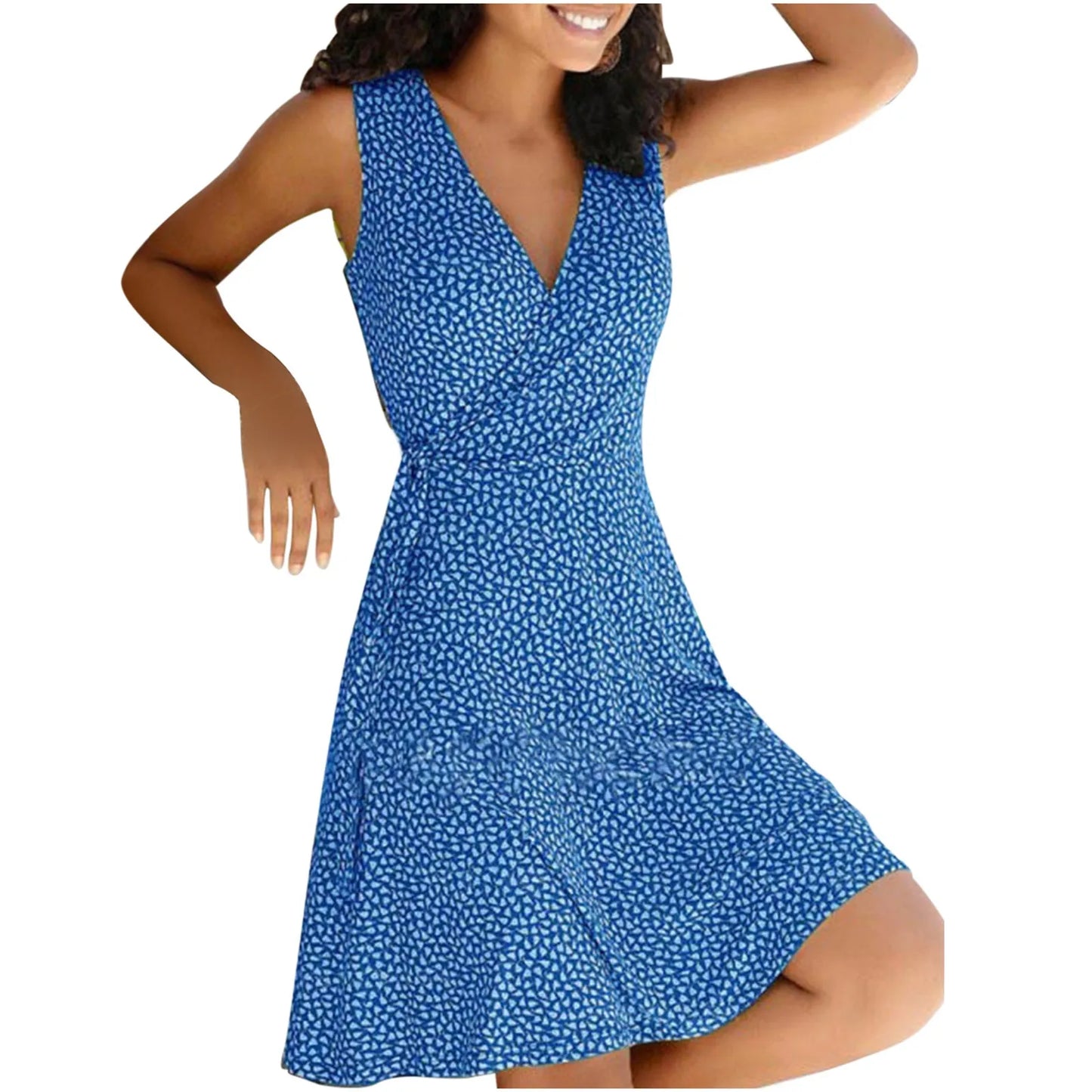 Kleider für Frauen 2024 lässig plus Größe Damen Blumen wickel V-Ausschnitt Midi-Kleid eine Linie Swing Cap Ärmel Midi Vestidos de Fiesta.