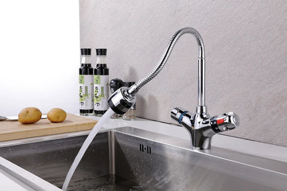 Brass chrome finish Kitchen Mixer tap Cold and Hot Kitchen thermostatic faucet Constant temperature mixer basin faucet