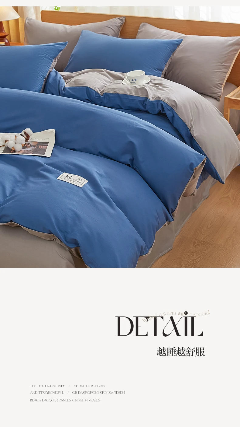 2025 new solid color matching pure cotton quilt cover bed four-piece set student dormitory 3-piece set available in all seasons.