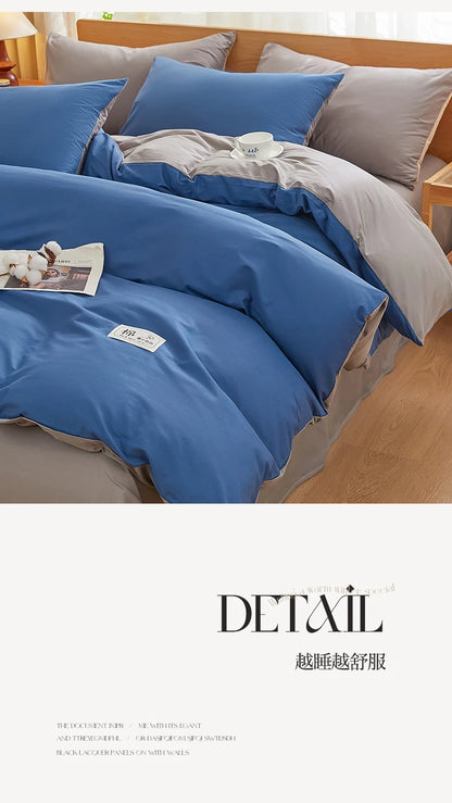 2025 new solid color matching pure cotton quilt cover bed four-piece set student dormitory 3-piece set available in all seasons.