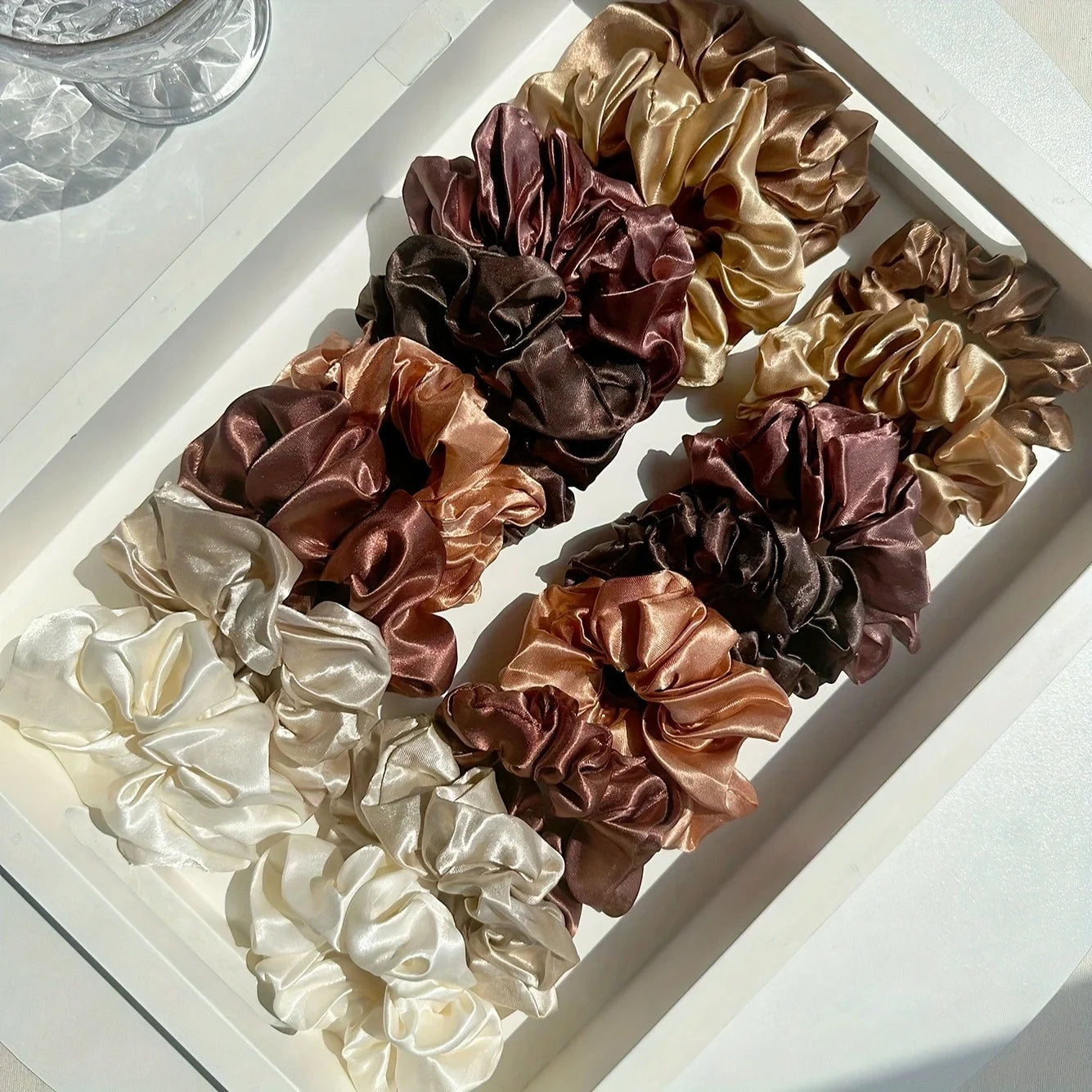 16 piece set of random color and size women's solid color large intestine headband high elasticity headband, soft satin headband.