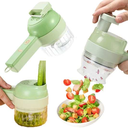 Electric Vegetable Cutter Set Handheld Wireless Garlic Masher Food Chopper Meat Grinder Machine Peel Slice Kitchen Accessories.