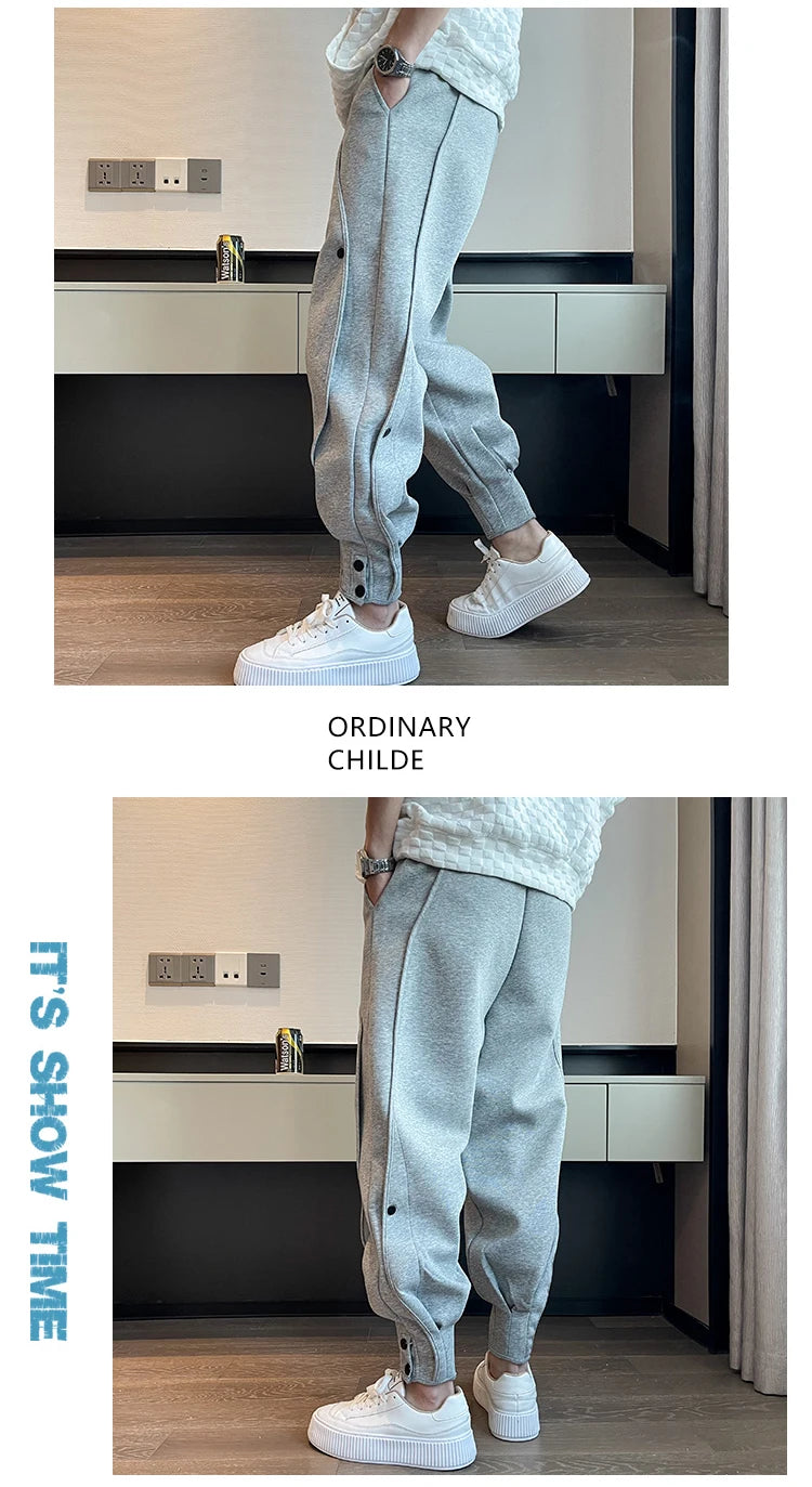 Spring Autumn Casual Joker Harlan Pants Sports Bundle Leg Waist Pants Streetwear Fashion Men Black White Grey Elastic Trousers.
