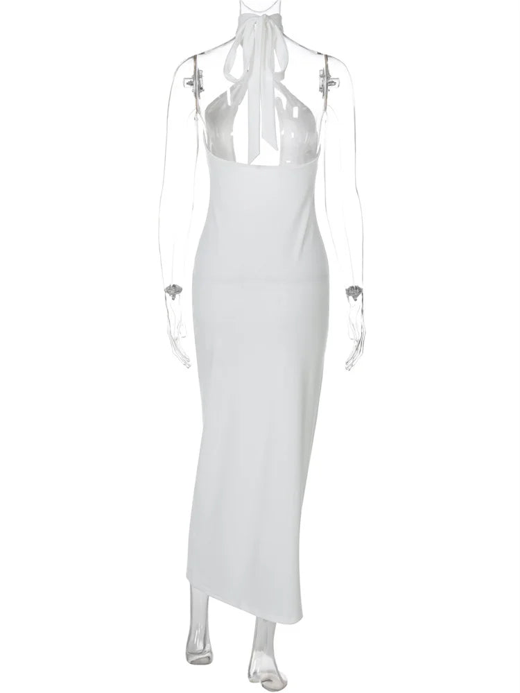 Seltsame Puss Sexy Frau Kleid Ärmellose Hohl Backless Metall Ringe Dünne Elastizität Einfache Party 2025, Sommer Trend Vestidos.