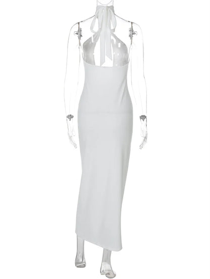 Seltsame Puss Sexy Frau Kleid Ärmellose Hohl Backless Metall Ringe Dünne Elastizität Einfache Party 2025, Sommer Trend Vestidos.